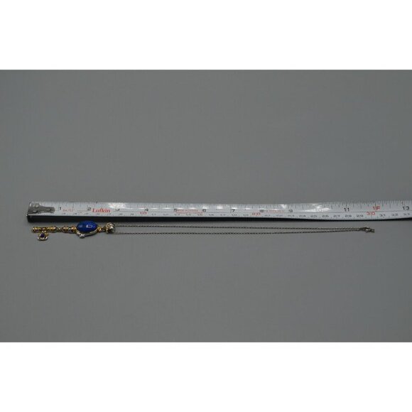 Key Pendant Lapis Lazuli Accents SV 925 NH Stamp Sterling Silver Chain Vermeil - Picture 12 of 12